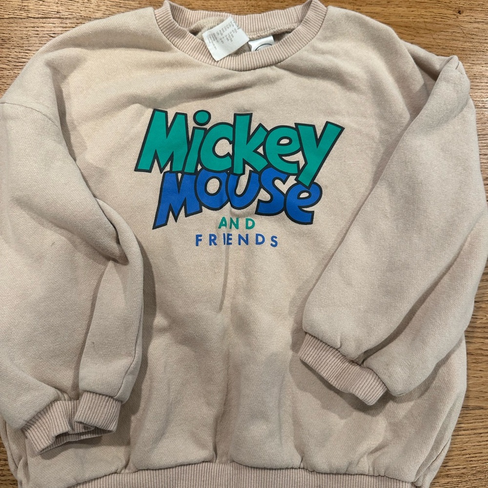 H&M Mickey Mouse and Friends Tan Sweater